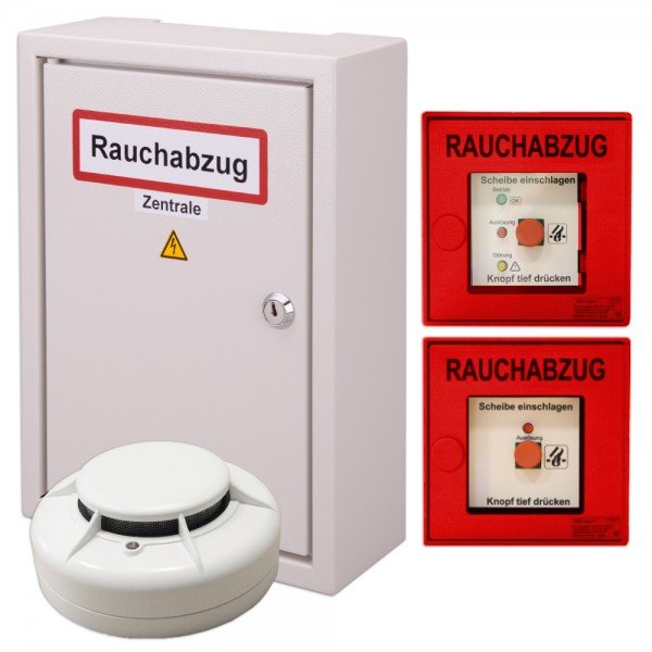 RWA-Treppenhaus-Set BSC RWA-Zentrale 2A inkl. 2 Taster rot, Rauchmelder