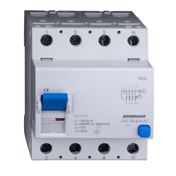 Schrack FI-Schalter 125A, 4-polig, 100mA, Typ AC - BD037110-A