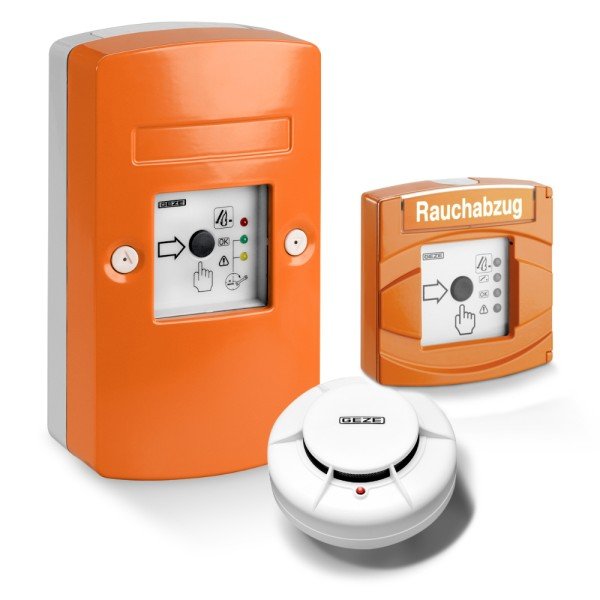 RWA-Treppenhaus-Set GEZE THZ Comfort N4 orange inkl. zus. Taster, Rauchmelder