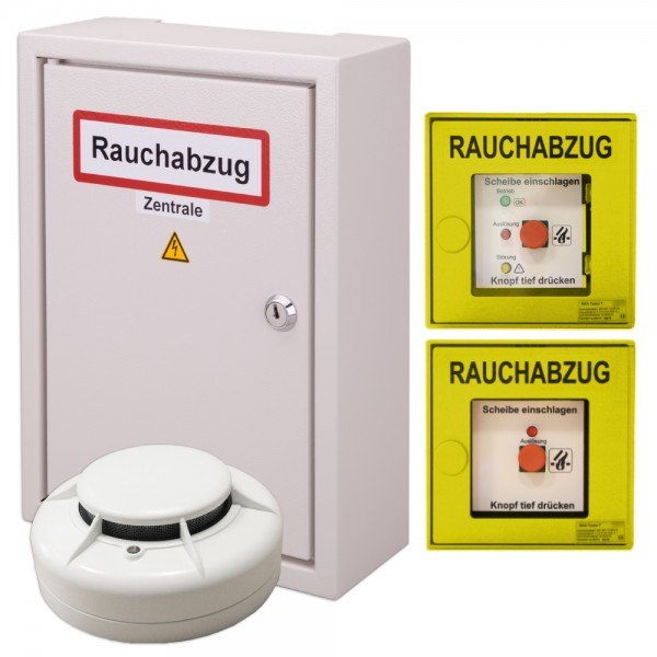 RWA-Treppenhaus-Set BSC RWA-Zentrale 2A inkl. 2 Taster gelb, Rauchmelder