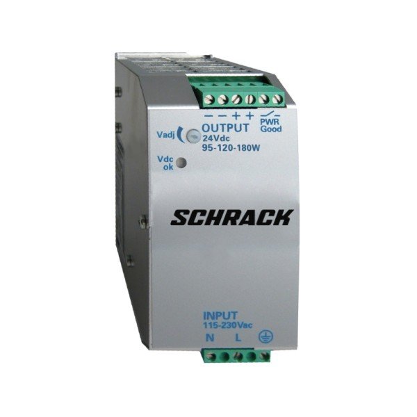 SCHRACK Einphasiges Netzgerät getaktet, 230VAC/24VDC, 4,5A bei 50°C