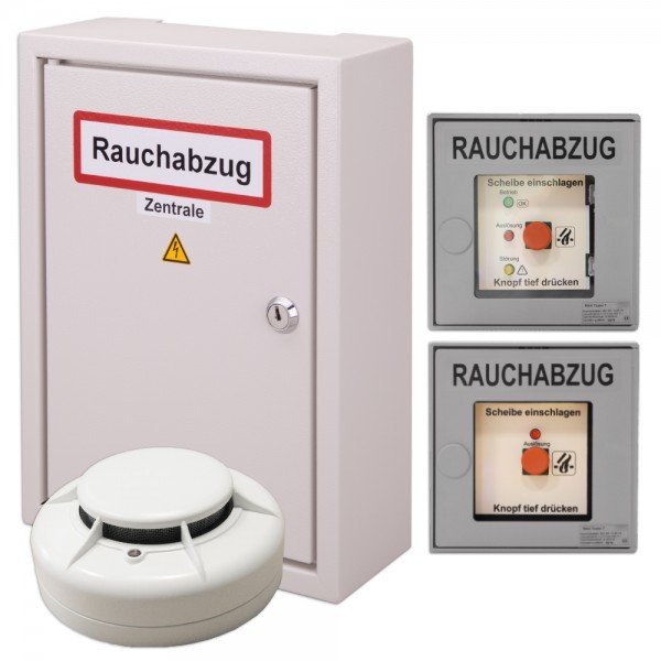 RWA-Treppenhaus-Set BSC RWA-Zentrale 2A inkl. 2 Taster grau, Rauchmelder
