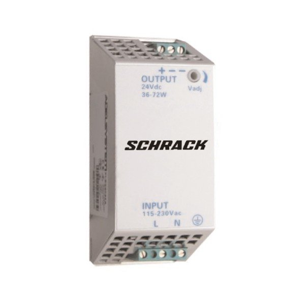 SCHRACK Einphasiges Netzgerät getaktet, 230VAC/12VDC, 5A bei 50°C