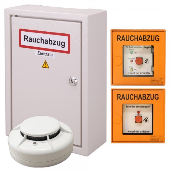 RWA-Treppenhaus-Set BSC RWA-Zentrale 2A inkl. 2 Taster orange, Rauchmelder